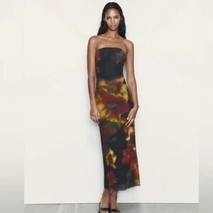 Zara Strapless Printed Fitted Dress. Size S. Never Worn. 5039/426